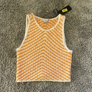 Stylish Orange and White Knit Top